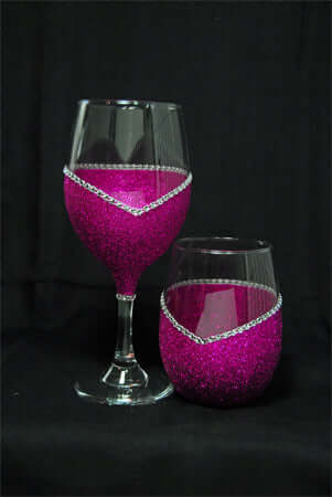 Bling Stem TRITON Shatterproof V Style Wine Glasses-Choose your color