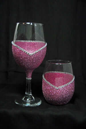 Bling Stem TRITON Shatterproof V Style Wine Glasses-Choose your color