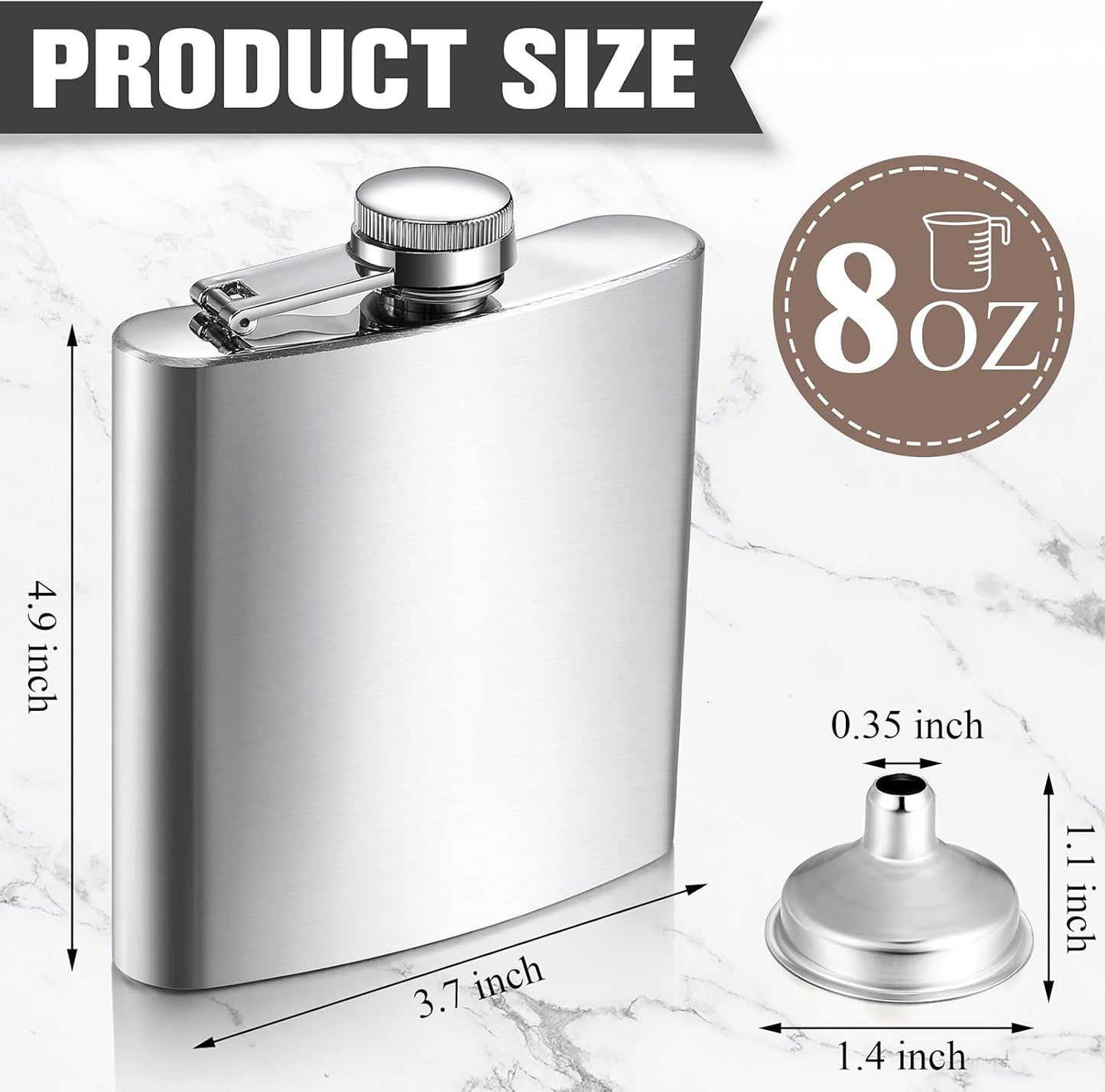 Military Space Force Stainless Steel Flask Silver 8 oz. Leak Proof