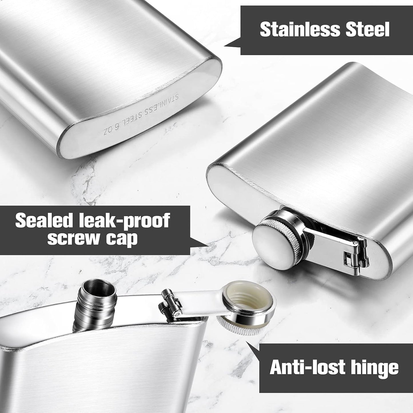 Military Space Force Stainless Steel Flask Silver 8 oz. Leak Proof