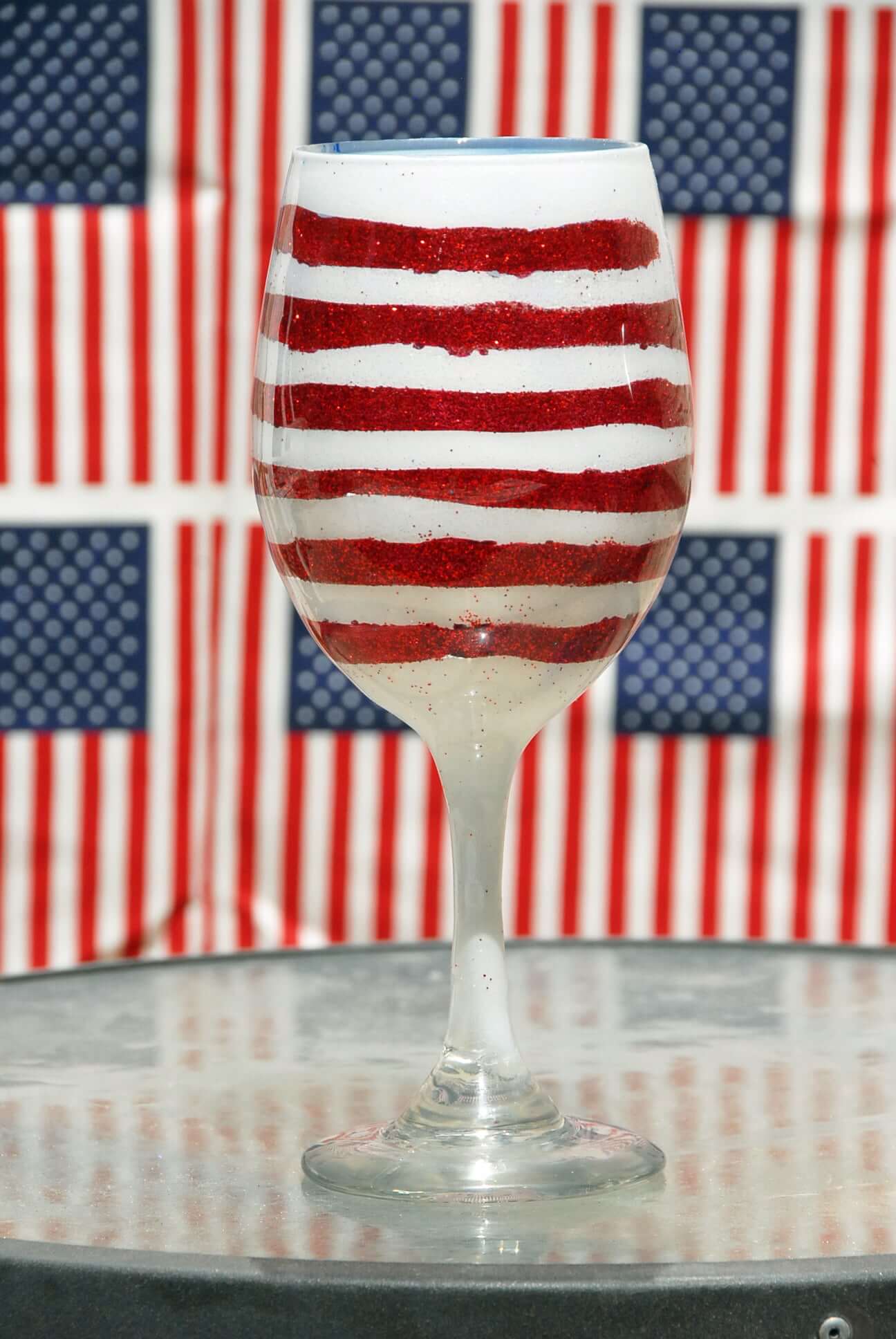 Patriotic Born to Sparkle Stem or Stemless Wine Glass-4th of July-Independence Day
