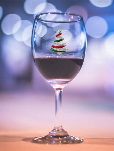 NEW- Christmas Tree Swish Holiday Tipsy Sips! "Magnetic Bling for your Wine Glass"