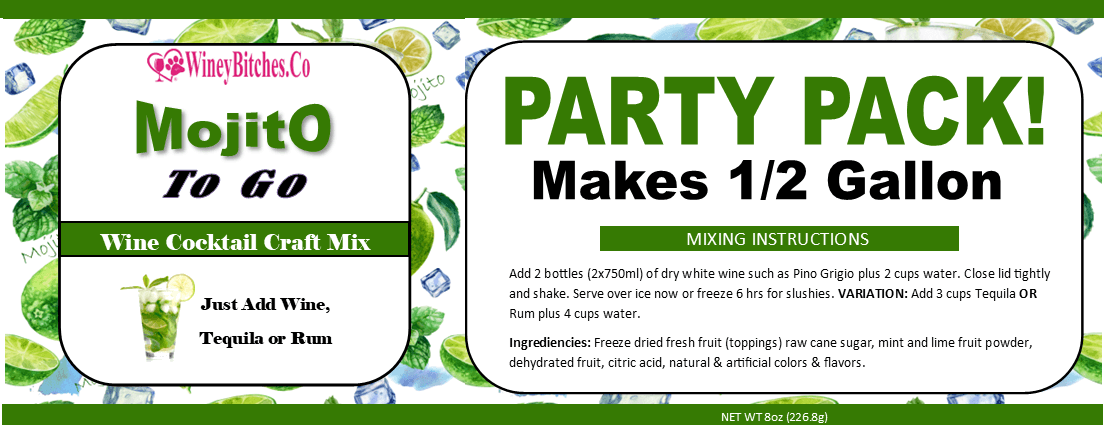 Sipperz~ Big Kahuna Party Pack To Go Craft Cocktail Mixes in bulk- Makes 1/2 Gallon