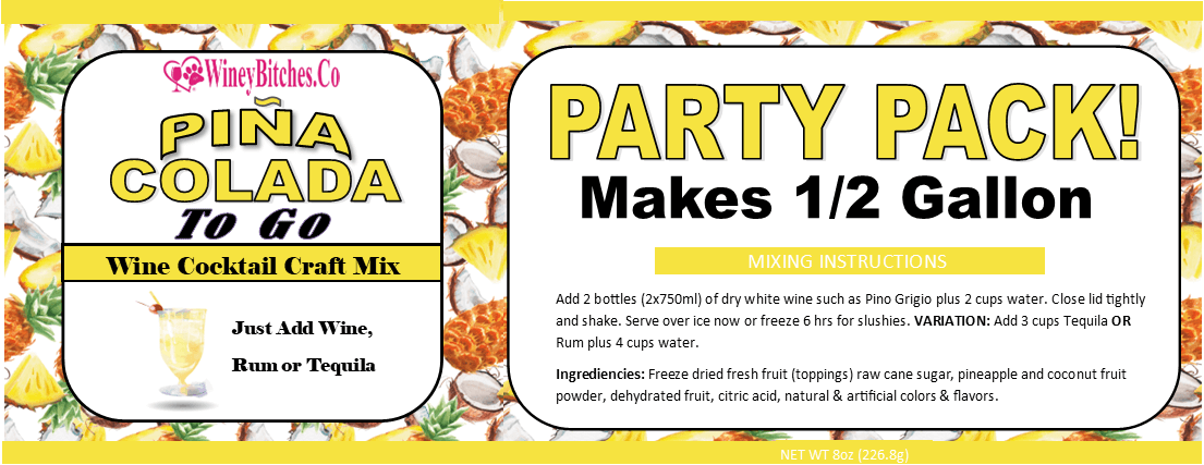 Sipperz~ Big Kahuna Party Pack To Go Craft Cocktail Mixes in bulk- Makes 1/2 Gallon