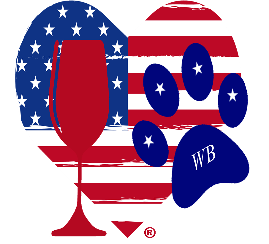 Patriotic Paw Heart Wine Stem or Stemless Wine Glasses-Choose your color-4th of July