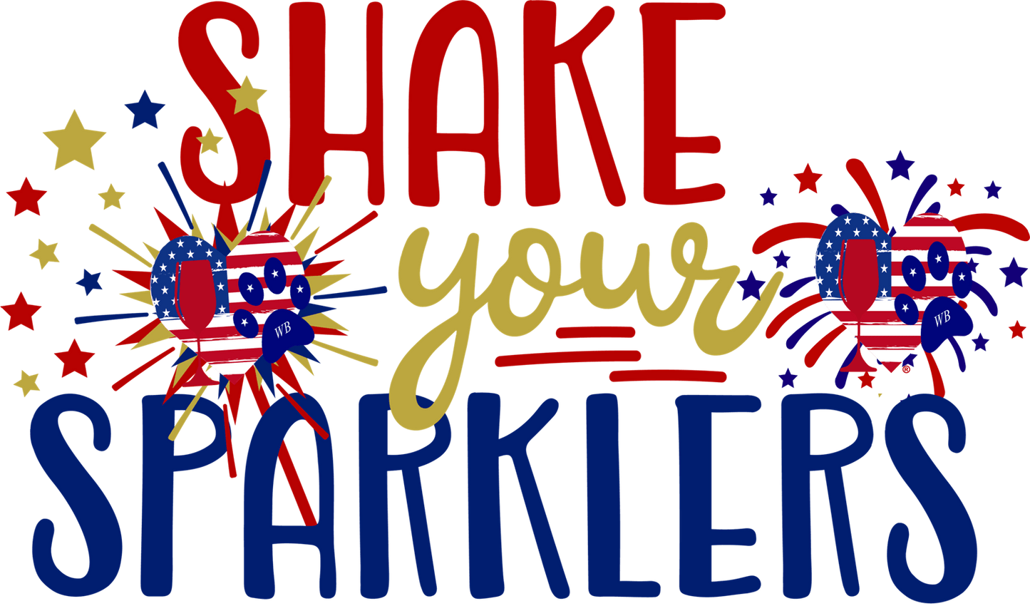 Shake Your Sparklers Bling Stem or Stemless Wine Glasses-Choose your color-4th of July