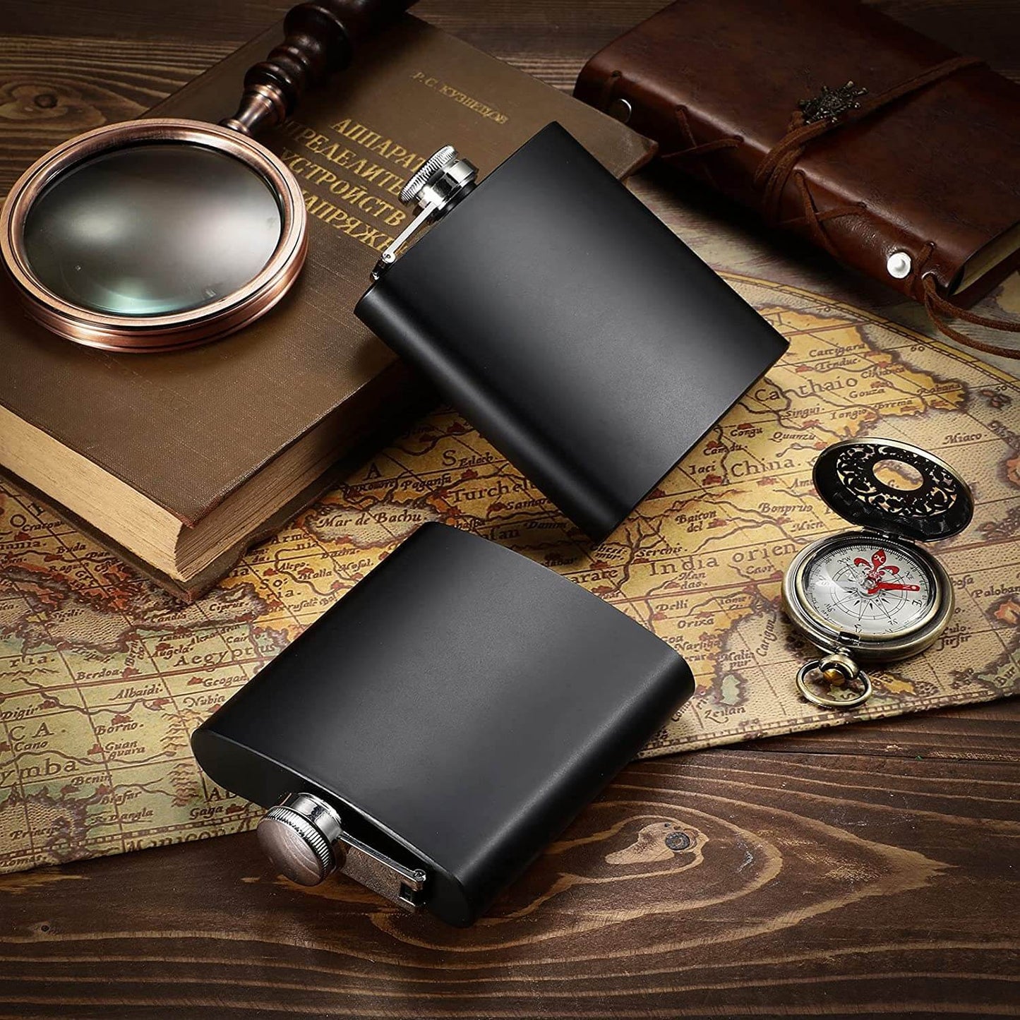 Stainless Steel Hip Flask Matte Black 8 oz . Leak Proof Drinking Liquor Flask