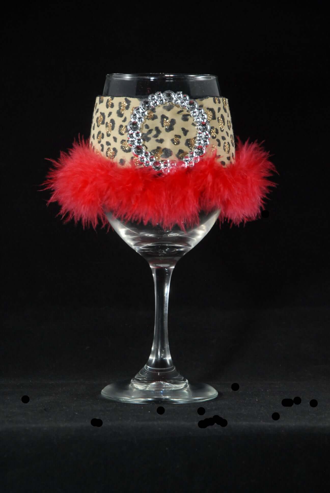 Winey Bitches Co "Red Leopard" Jeweled Floozie Coozie-.