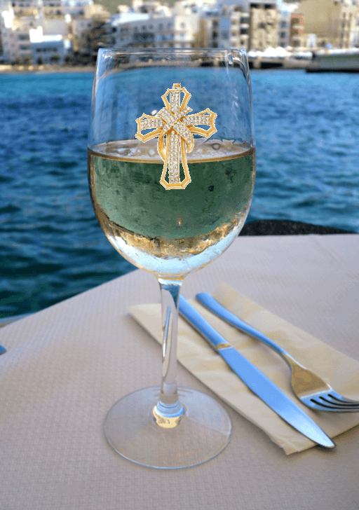 Winey Bitches Co Gold or Silver Cross Tipsy Sip "Magnetic Bling for your Wine Glass"