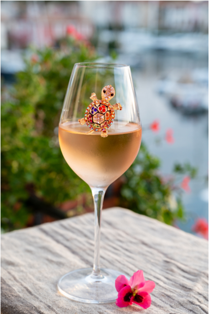 Winey Bitches Co Muti-colored Rhinestone Turtle Tipsy Sip "Magnetic Bling for your Wine Glass"