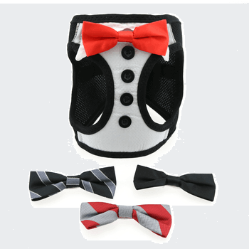 American River Ultra Choke Free Dog Harness -Tuxedo with 4 Interchangeable Bows - Winey Bitches - Wine- Women- K9's