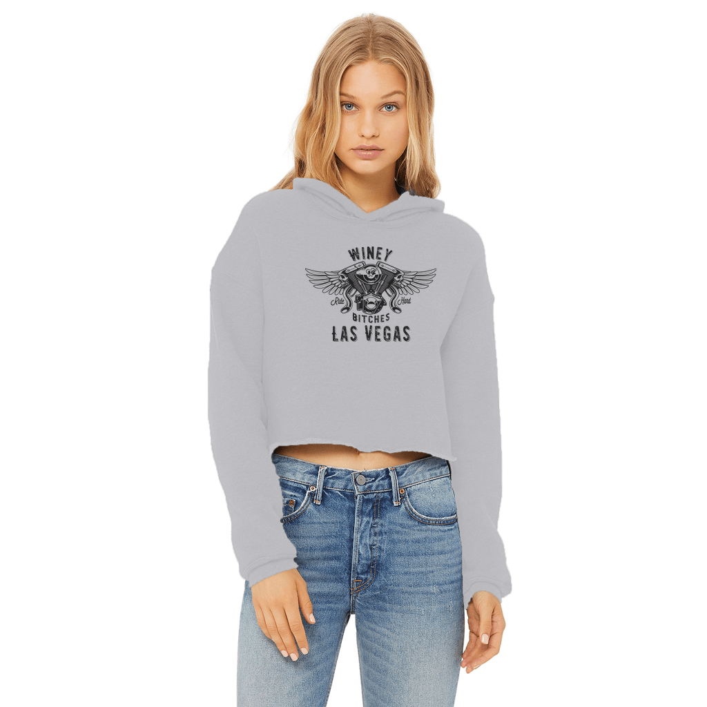 Apparel Ash / XS Winey Bitches Co "Ride Hard Las Vegas" Cropped Raw Edge Hoodie WineyBitchesCo