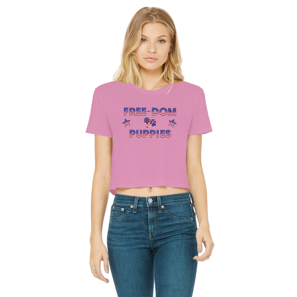 Apparel Azalea / Female / S WineyBitches.Co Free-Dom Puppies Classic Women's Cropped Raw Edge T-Shirt WineyBitchesCo