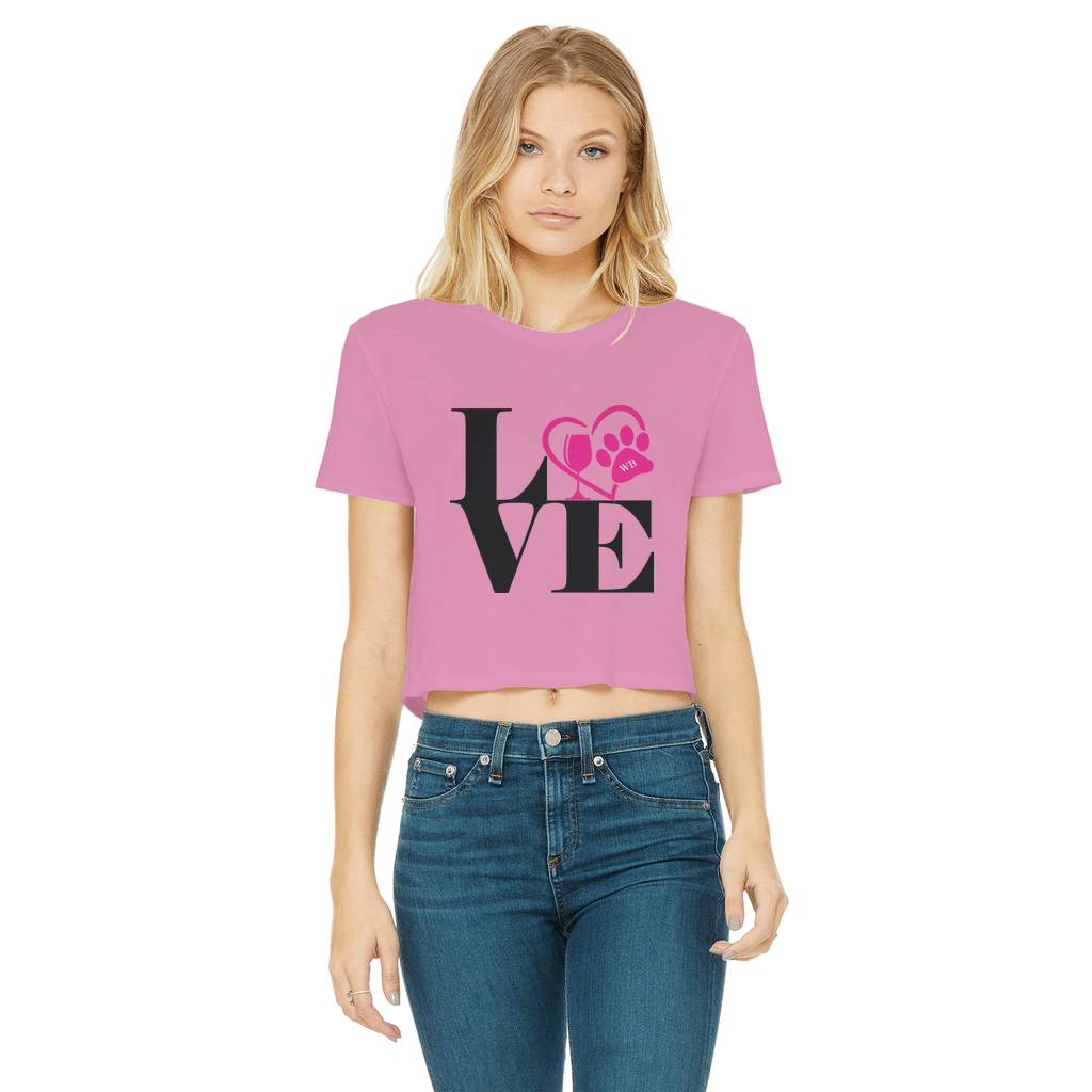 Apparel Azalea / Female / S WineyBitches.Co Love Paw 2 Classic Women's Cropped Raw Edge T-Shirt WineyBitchesCo