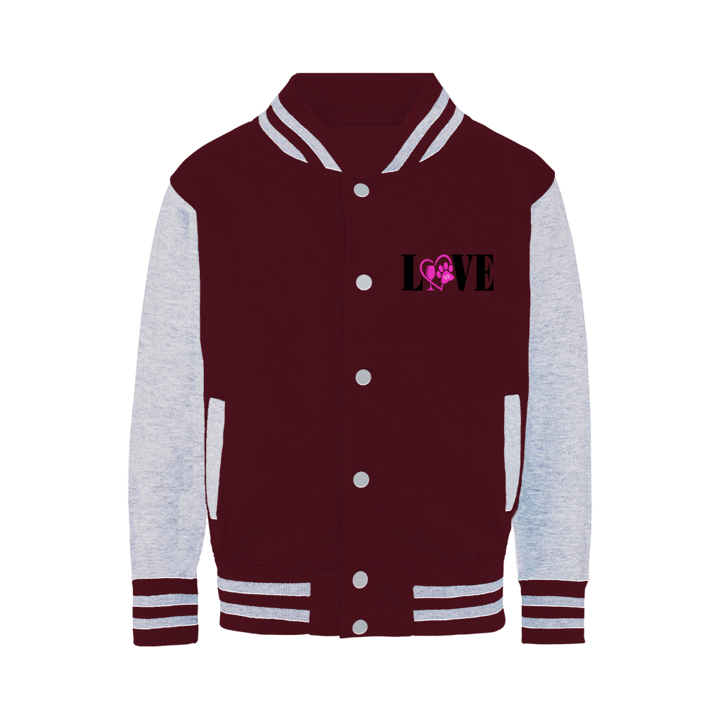 Apparel Burgundy / Heather Grey / XS WineyBitches.co "Love Paw"- Varsity Jacket WineyBitchesCo