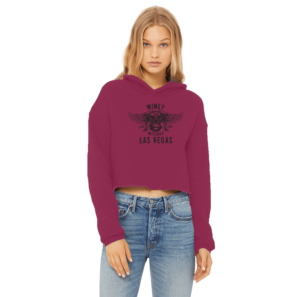 Apparel Burgundy / XS Winey Bitches Co "Ride Hard Las Vegas" Cropped Raw Edge Hoodie WineyBitchesCo