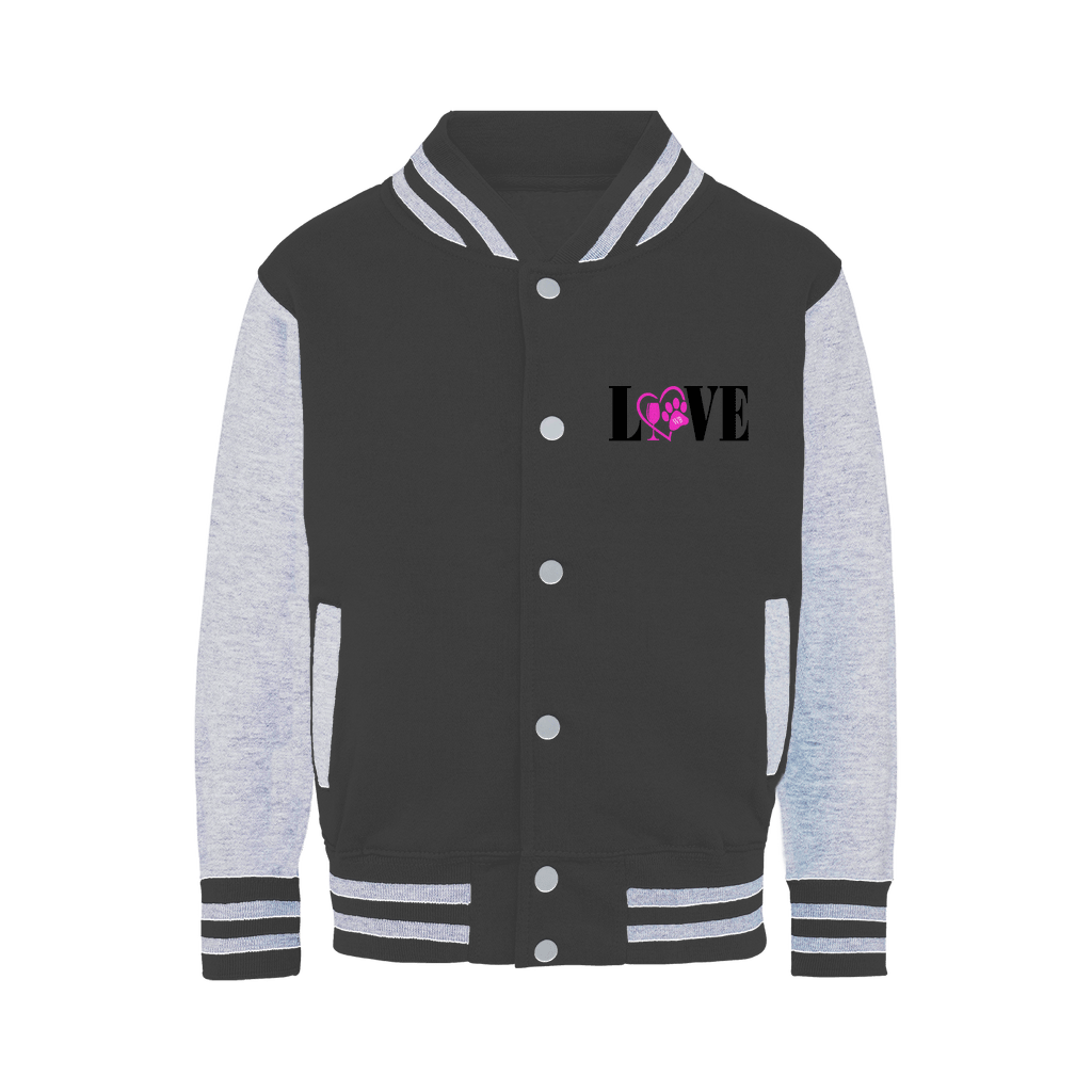 Apparel Charcoal / Heather Grey / XS WineyBitches.co "Love Paw"- Varsity Jacket WineyBitchesCo