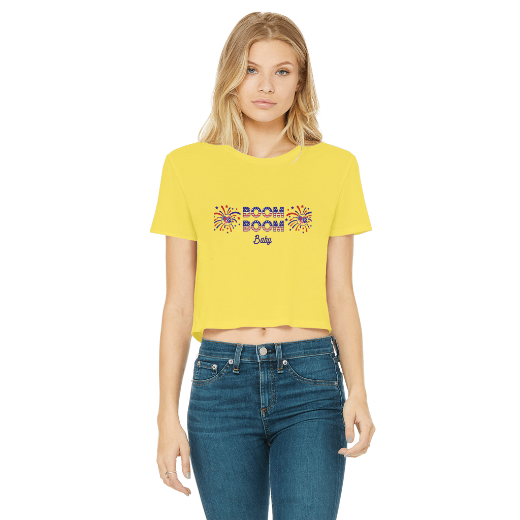 Apparel Daisy / Female / S Winey Bitches Co "Boom Boom Baby" Cropped Raw Edge Tee WineyBitchesCo