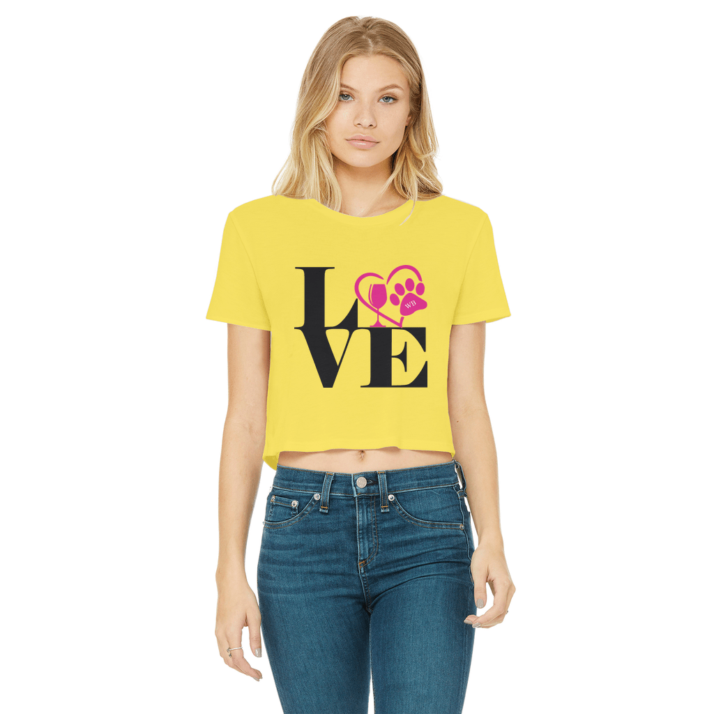 Apparel Daisy / Female / S WineyBitches.Co Love Paw 2 Classic Women's Cropped Raw Edge T-Shirt WineyBitchesCo
