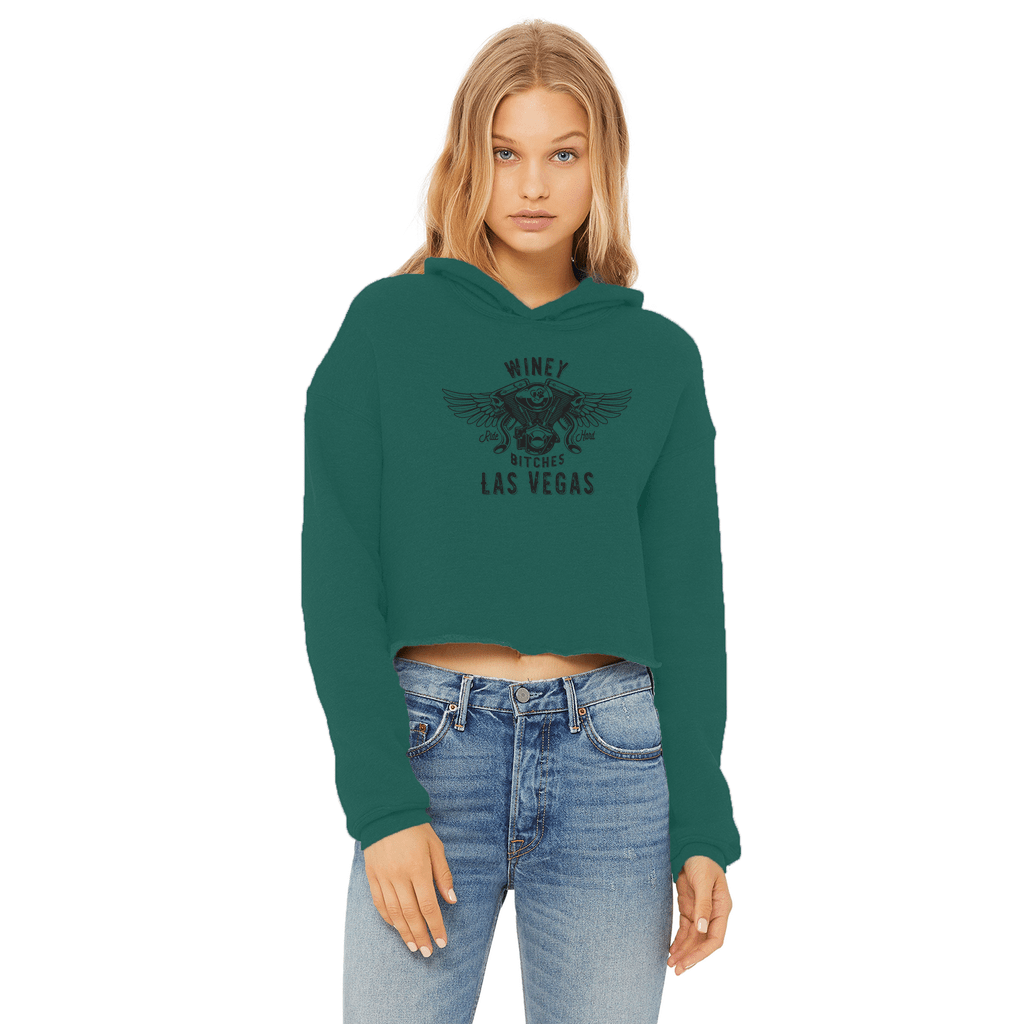 Apparel Dark Green / XS Winey Bitches Co "Ride Hard Las Vegas" Cropped Raw Edge Hoodie WineyBitchesCo