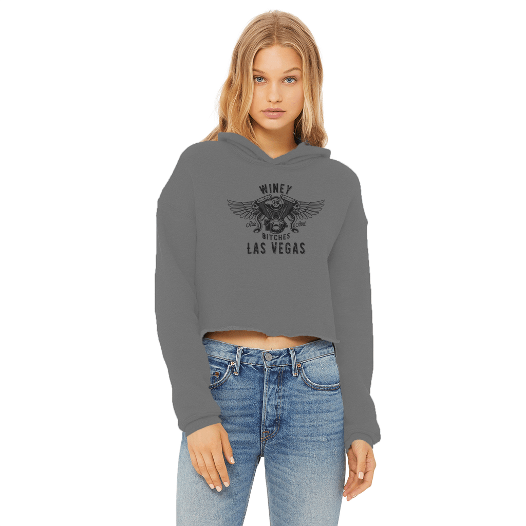 Apparel Dark Grey / XS Winey Bitches Co "Ride Hard Las Vegas" Cropped Raw Edge Hoodie WineyBitchesCo