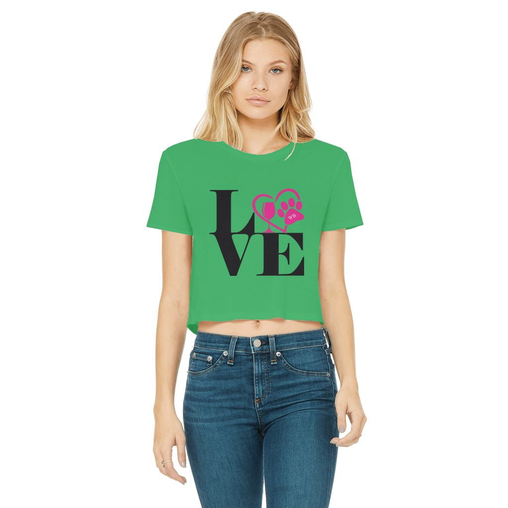 Apparel Irish Green / Female / S WineyBitches.Co Love Paw 2 Classic Women's Cropped Raw Edge T-Shirt WineyBitchesCo