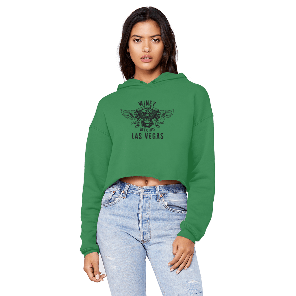 Apparel Kelly Green / XS Winey Bitches Co "Ride Hard Las Vegas" Cropped Raw Edge BF Hoodie WineyBitchesCo