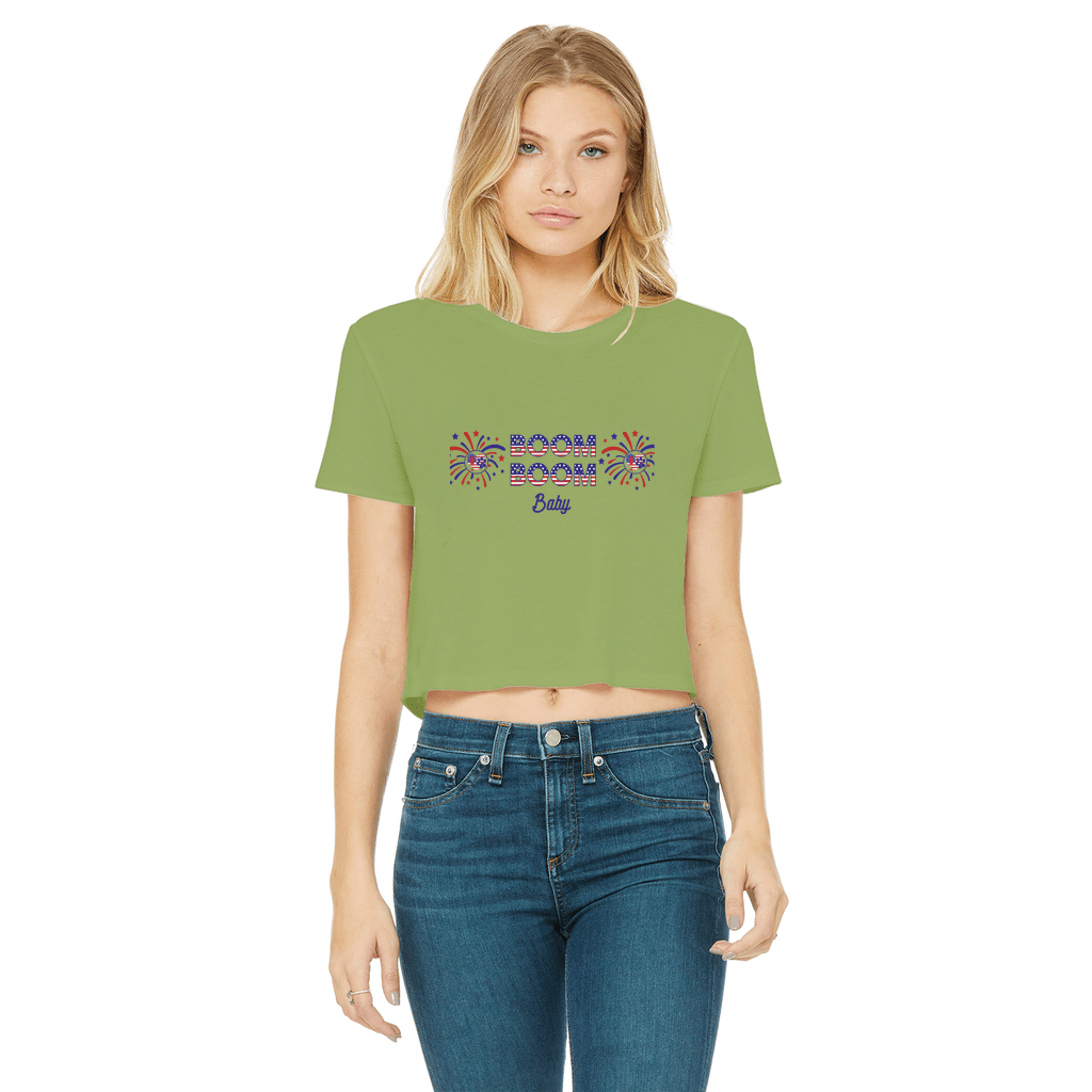 Apparel Kiwi / Female / S Winey Bitches Co "Boom Boom Baby" Cropped Raw Edge Tee WineyBitchesCo