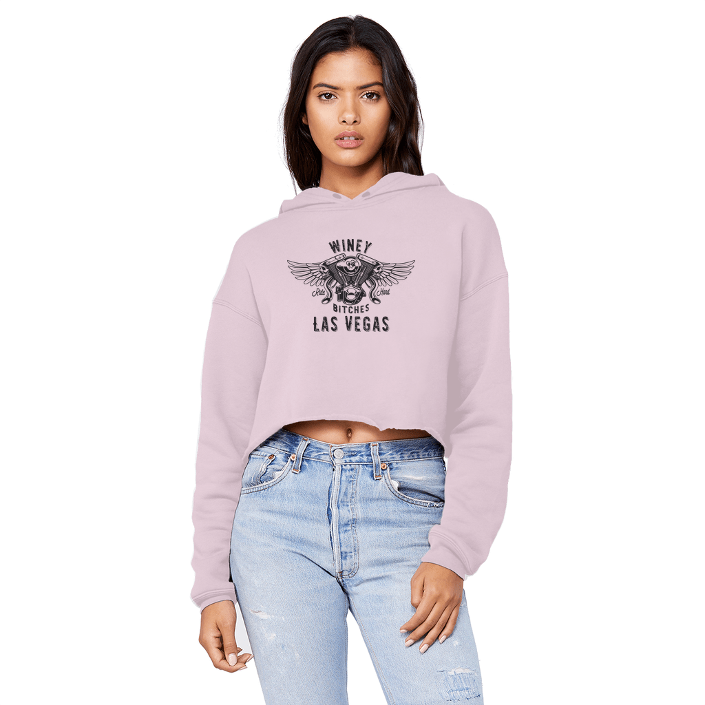 Apparel Light Pink / XS Winey Bitches Co "Ride Hard Las Vegas" Cropped Raw Edge BF Hoodie WineyBitchesCo