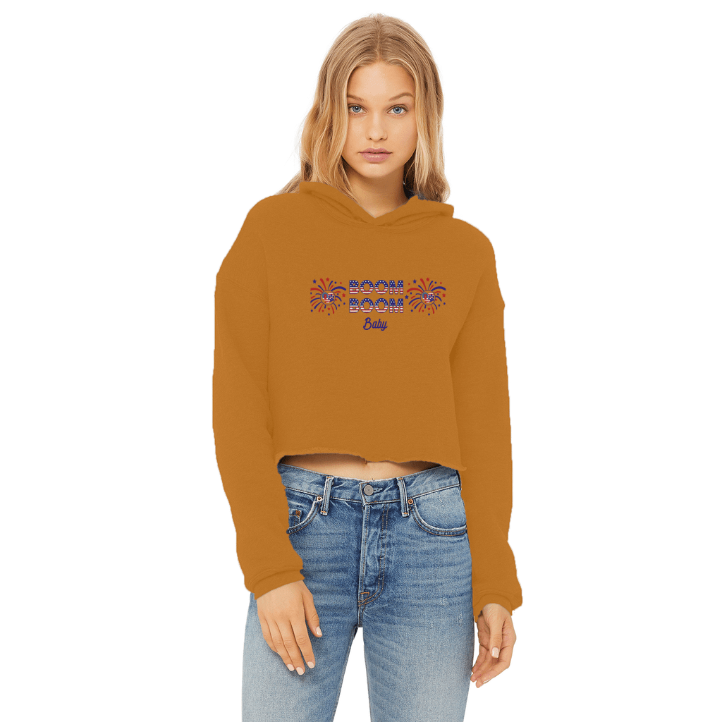 Apparel Orange / XS Winey Bitches Co "Boom Boom Baby" Cropped Raw Edge Hoodie WineyBitchesCo