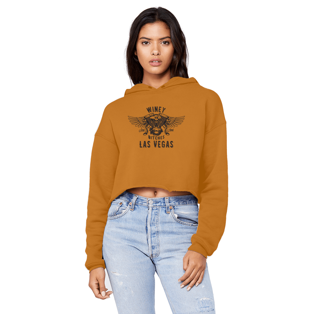 Apparel Orange / XS Winey Bitches Co "Ride Hard Las Vegas" Cropped Raw Edge BF Hoodie WineyBitchesCo