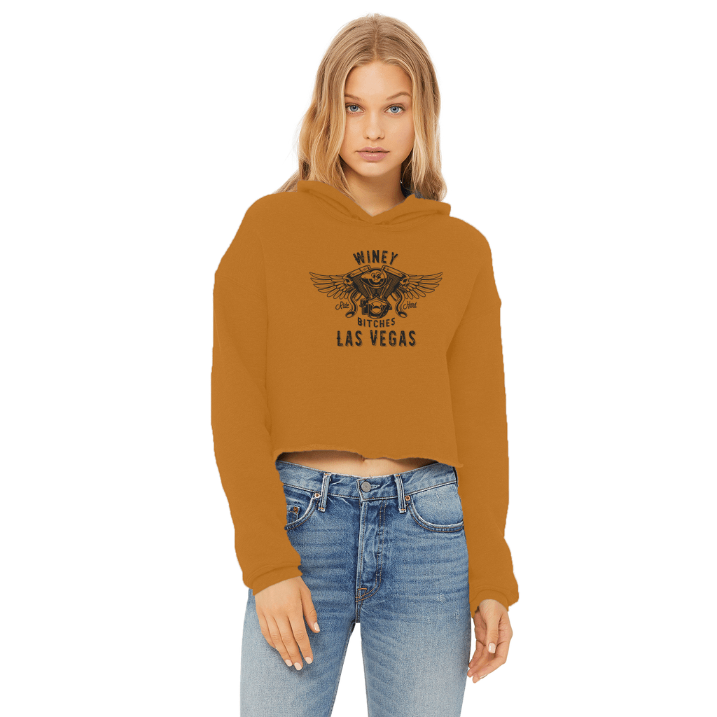 Apparel Orange / XS Winey Bitches Co "Ride Hard Las Vegas" Cropped Raw Edge Hoodie WineyBitchesCo