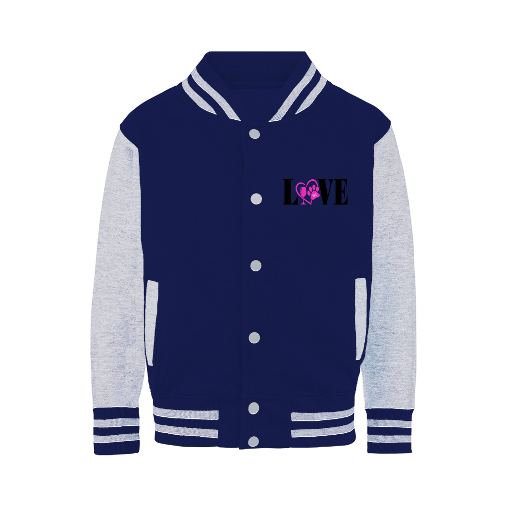 Apparel Oxford Navy / Heather Grey / XS WineyBitches.co "Love Paw"- Varsity Jacket WineyBitchesCo