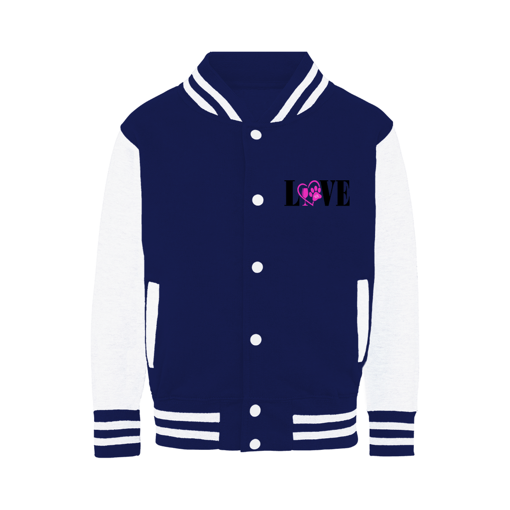 Apparel Oxford Navy / White / XS WineyBitches.co "Love Paw"- Varsity Jacket WineyBitchesCo