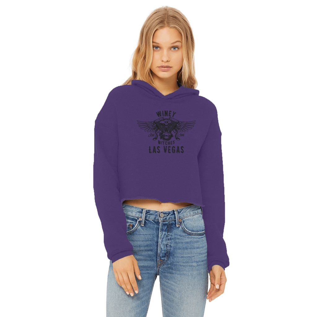 Apparel Purple / XS Winey Bitches Co "Ride Hard Las Vegas" Cropped Raw Edge Hoodie WineyBitchesCo