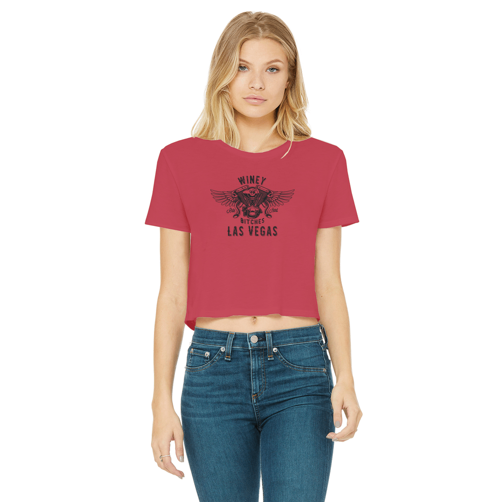 Apparel Red / Female / S Winey Bitches Co "Ride Hard Las Vegas" Cropped Raw Edge Tee WineyBitchesCo