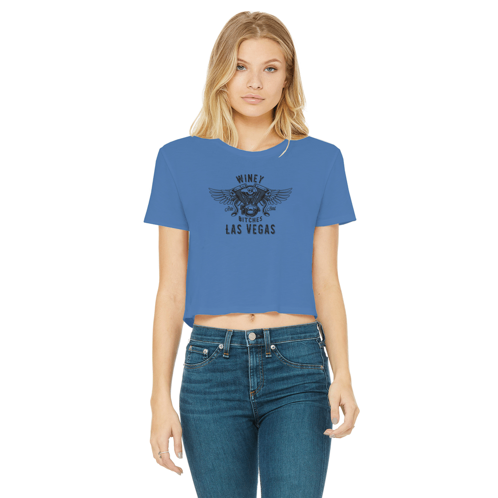 Apparel Royal Blue / Female / S Winey Bitches Co "Ride Hard Las Vegas" Cropped Raw Edge Tee WineyBitchesCo