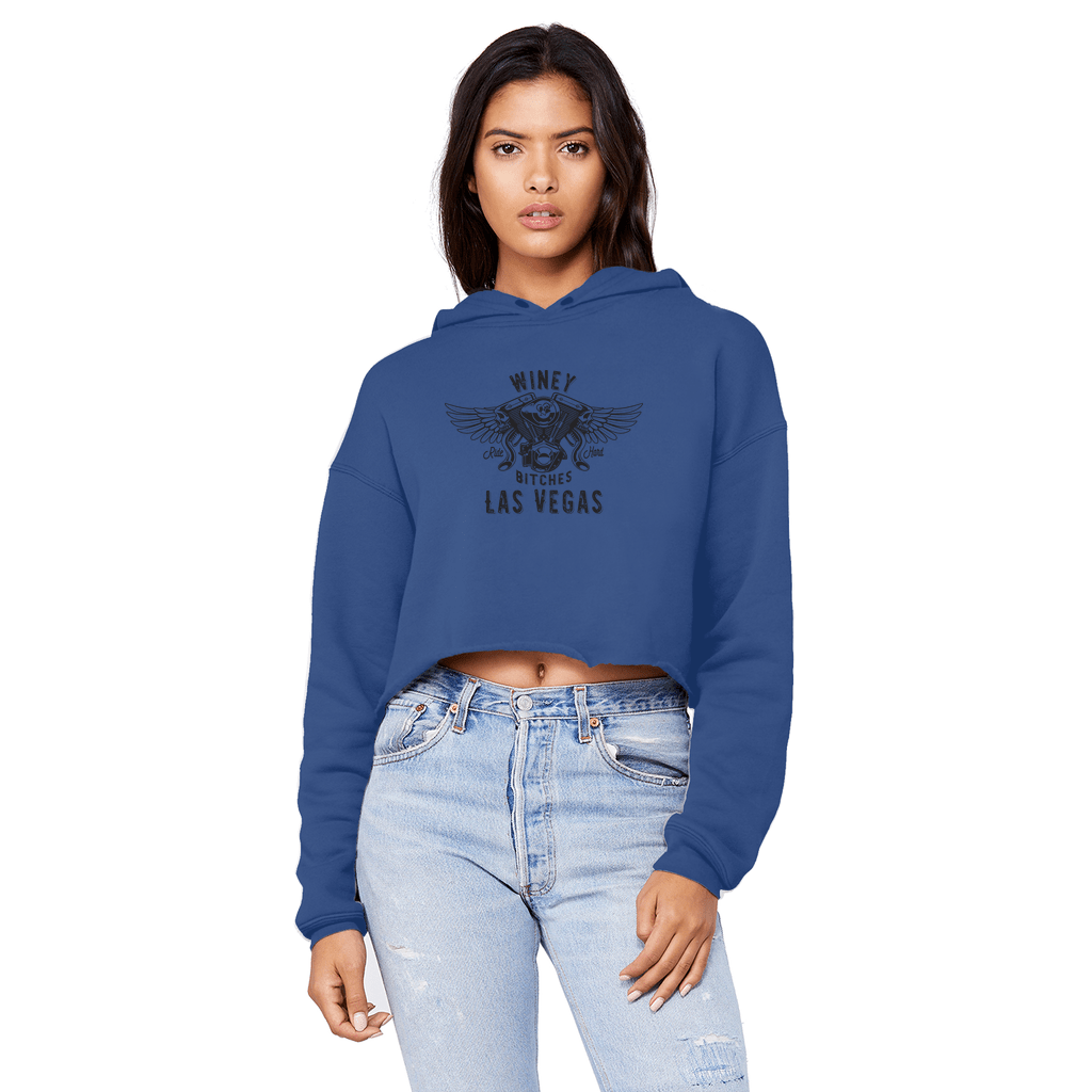 Apparel Royal Blue / XS Winey Bitches Co "Ride Hard Las Vegas" Cropped Raw Edge BF Hoodie WineyBitchesCo