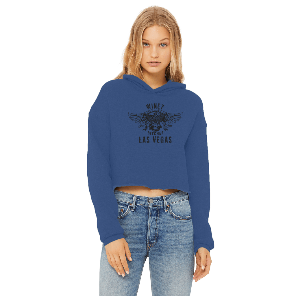 Apparel Royal Blue / XS Winey Bitches Co "Ride Hard Las Vegas" Cropped Raw Edge Hoodie WineyBitchesCo