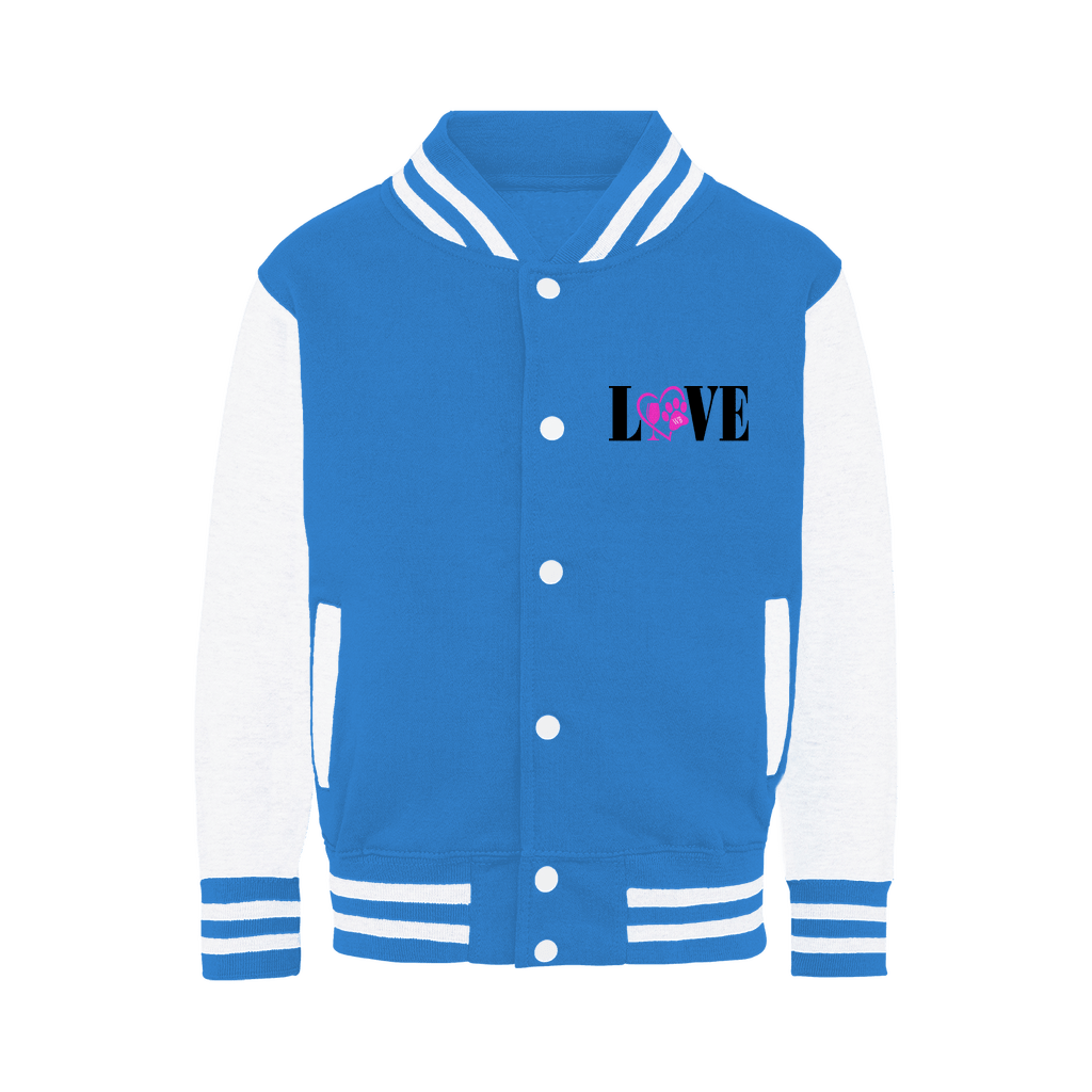Apparel Sapphire Blue/ Heather Grey / XS WineyBitches.co "Love Paw"- Varsity Jacket WineyBitchesCo