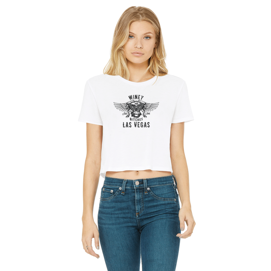Apparel White / Female / S Winey Bitches Co "Ride Hard Las Vegas" Cropped Raw Edge Tee WineyBitchesCo