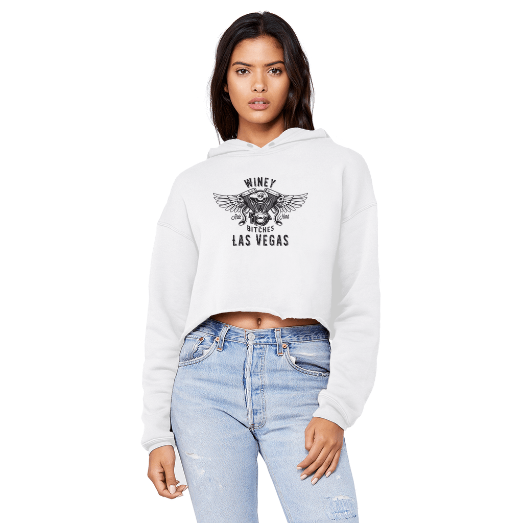 Apparel White / XS Winey Bitches Co "Ride Hard Las Vegas" Cropped Raw Edge BF Hoodie WineyBitchesCo