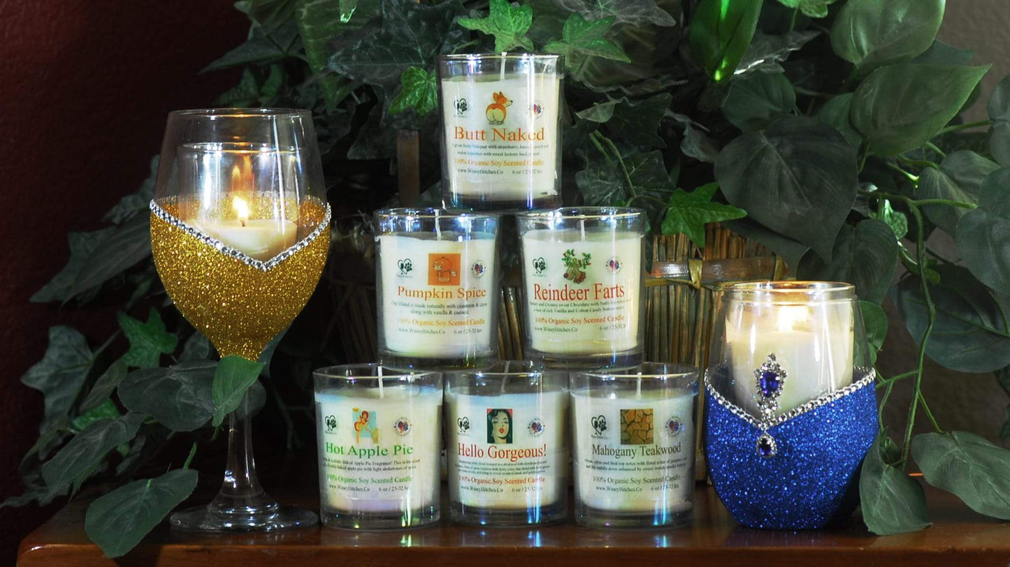 Candles Winey Bitches Co Bling Stem Candle Set-Choose your glass color WineyBitchesCo