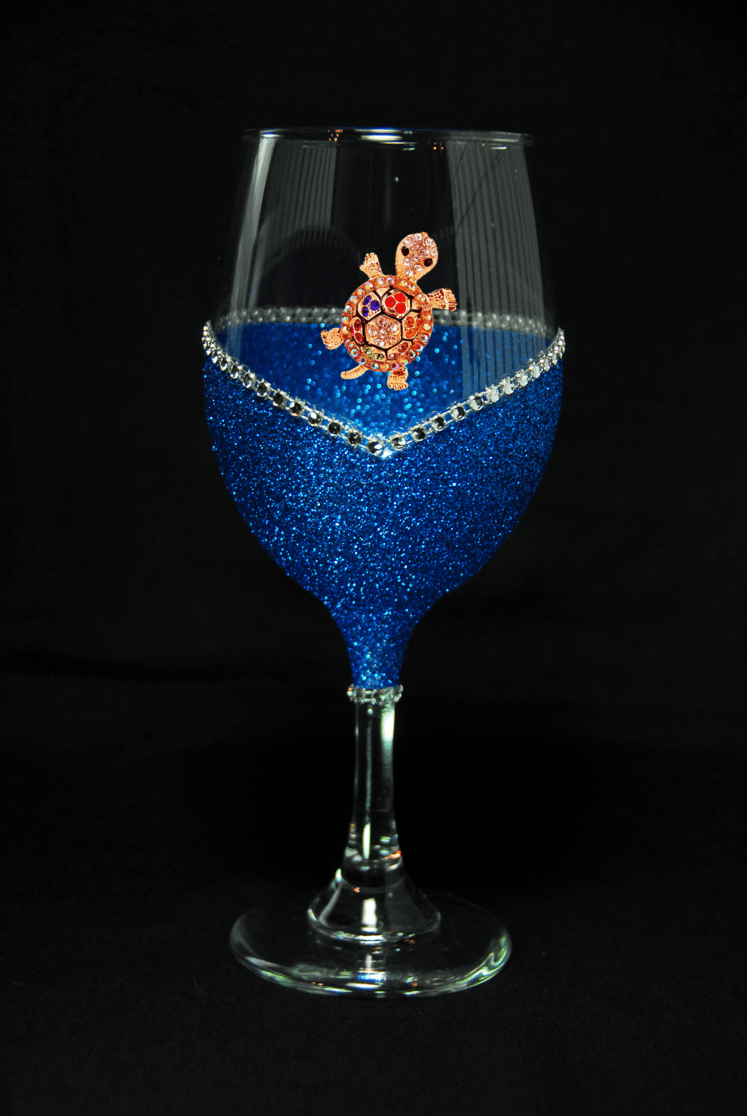 Winey Bitches Co Muti-colored Rhinestone Turtle Tipsy Sip