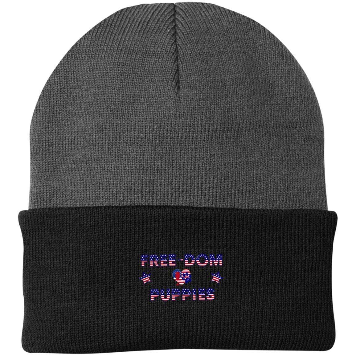 Hats Athletic Oxford/Black / One Size Winey Bitches Co "Free-Dom Puppies" Embroidered Knit Cap WineyBitchesCo