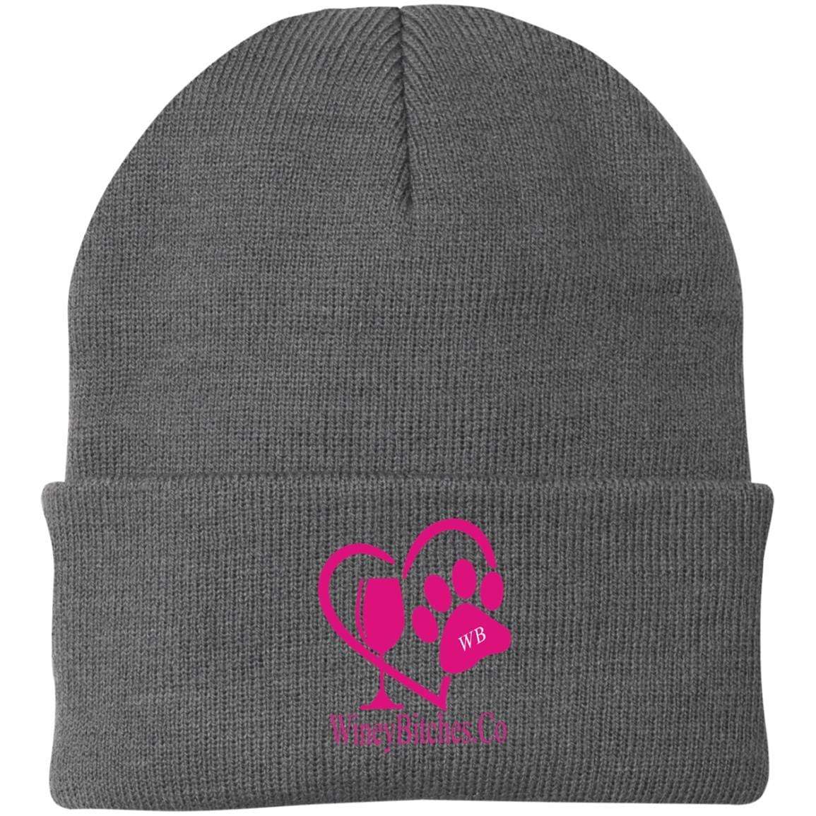 Hats Athletic Oxford / One Size Winey Bitches Co Logo Embroidered Knit Cap WineyBitchesCo
