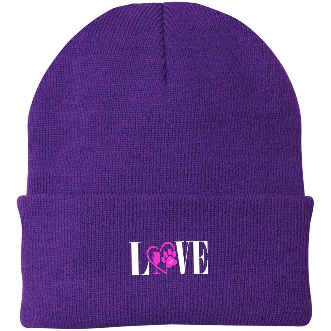 Hats Athletic Purple / One Size Winey Bitches Co "Adopt" Embroidered Knit Cap WineyBitchesCo