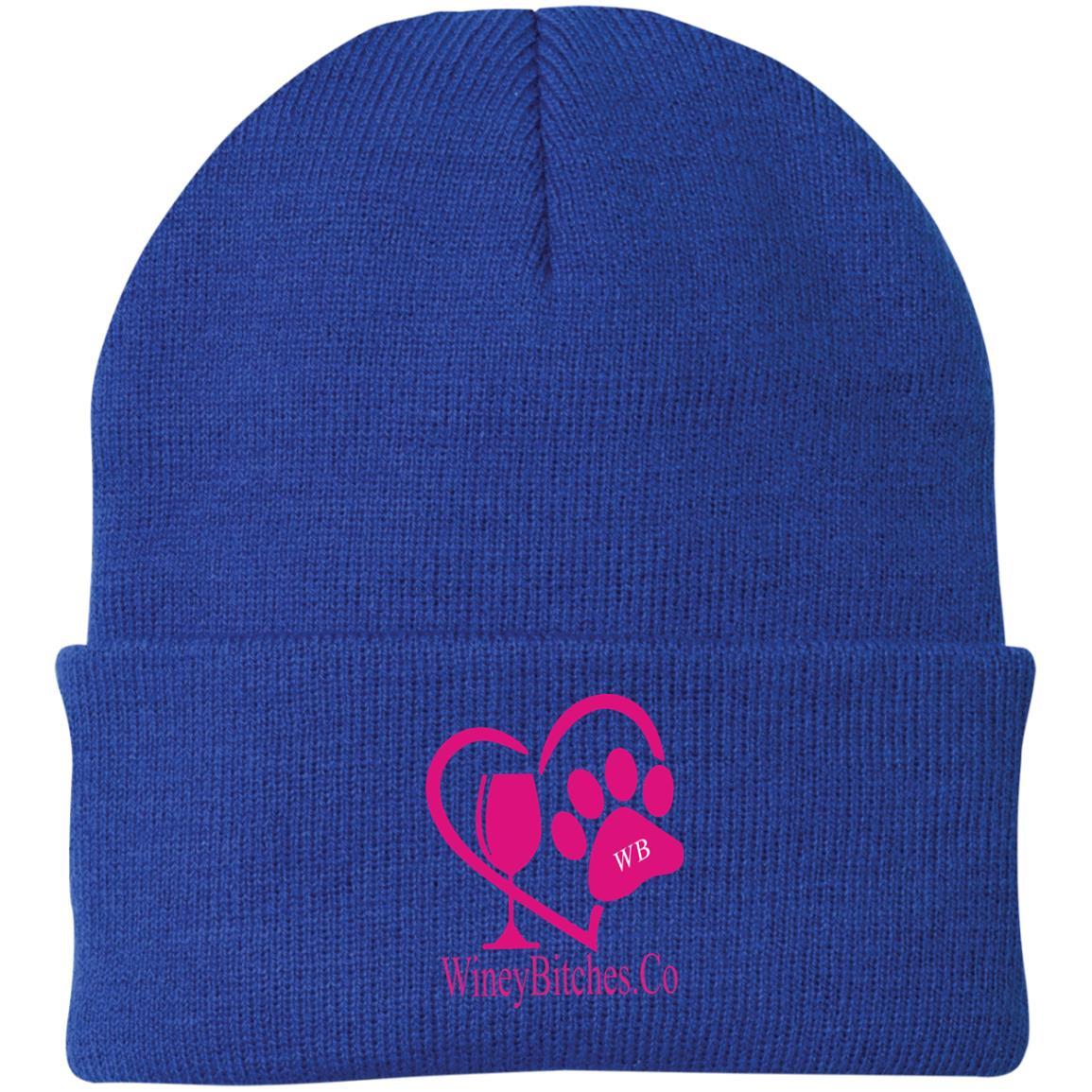Hats Athletic Royal / One Size Winey Bitches Co Logo Embroidered Knit Cap WineyBitchesCo