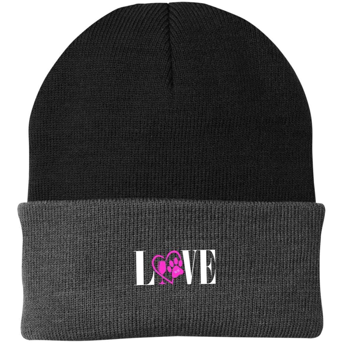 Hats Black/Athletic Oxford / One Size Winey Bitches Co "Adopt" Embroidered Knit Cap WineyBitchesCo
