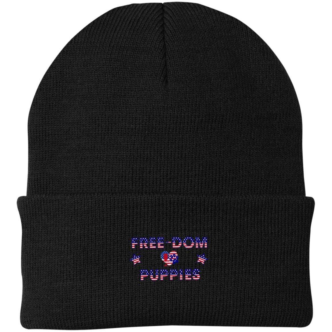 Hats Black / One Size Winey Bitches Co "Free-Dom Puppies" Embroidered Knit Cap WineyBitchesCo